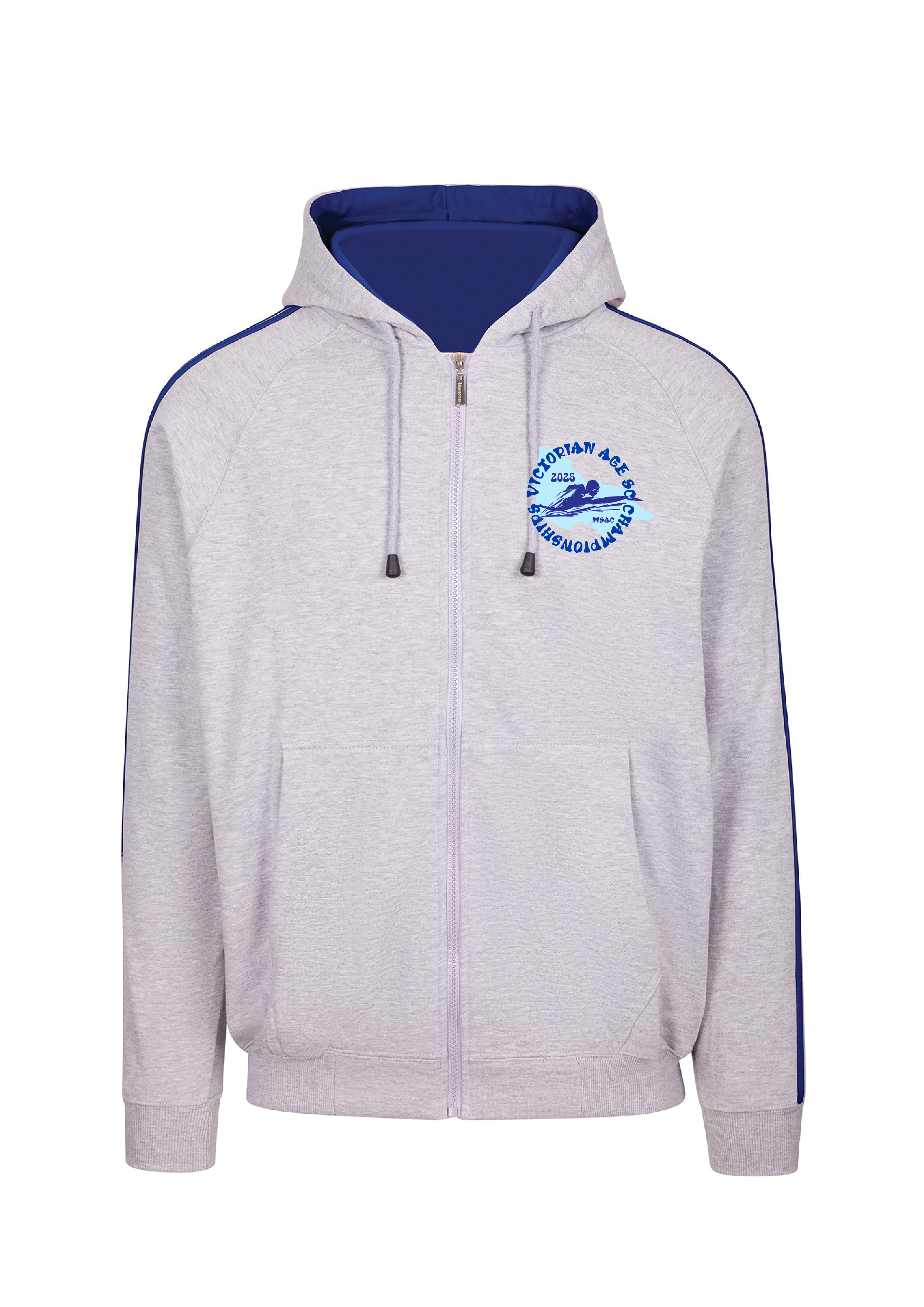 2025 VICTORIAN AGE SC CHAMPIONSHIPS ZIP THRU HOODIE - GREY MARLE/ROYAL BLUE Unisex