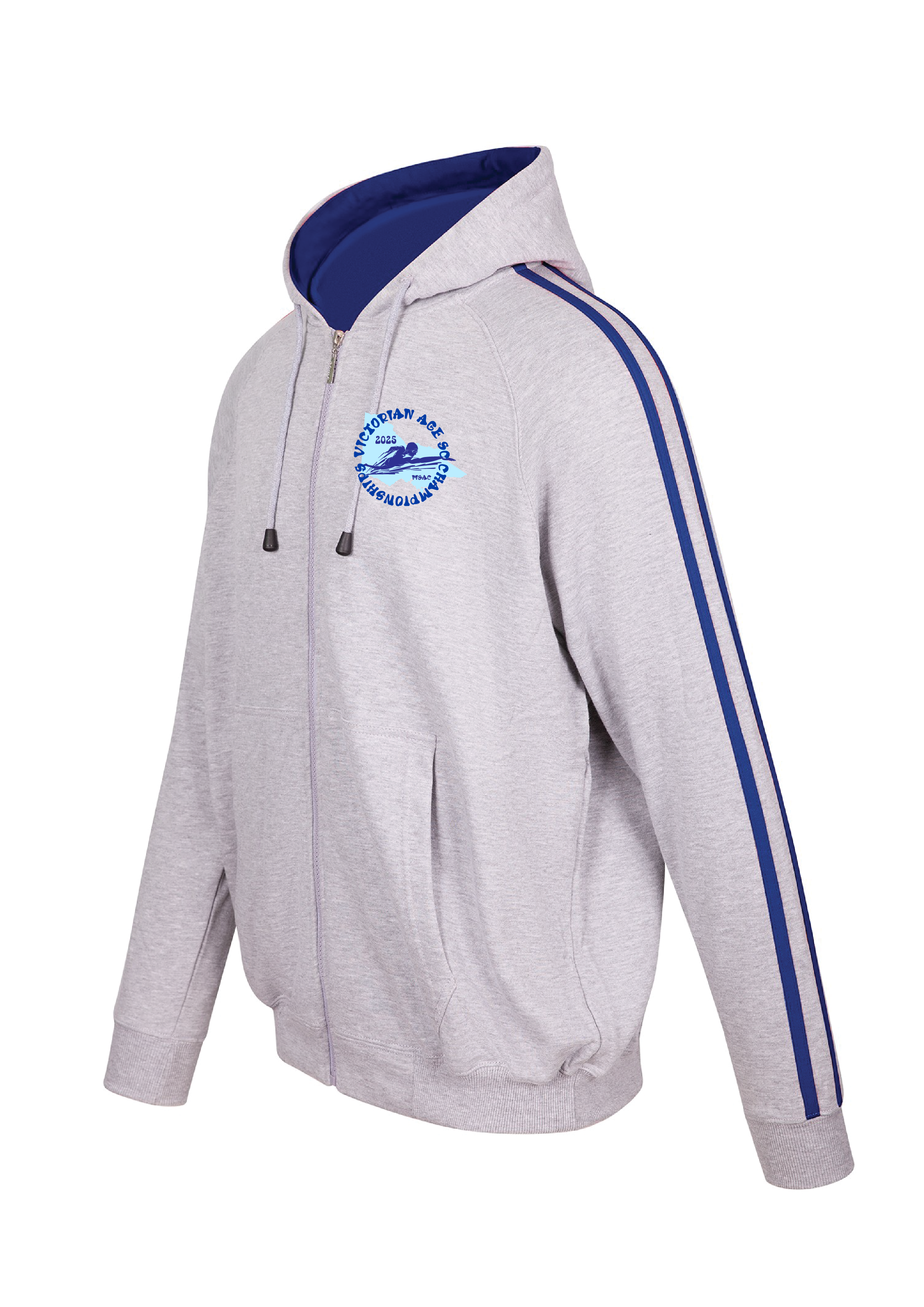 2025 VICTORIAN AGE SC CHAMPIONSHIPS ZIP THRU HOODIE - GREY MARLE/ROYAL BLUE Unisex