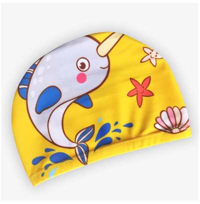 POLYESTER FABRIC SWIM CAP - SINGLE QTY - UNICORN