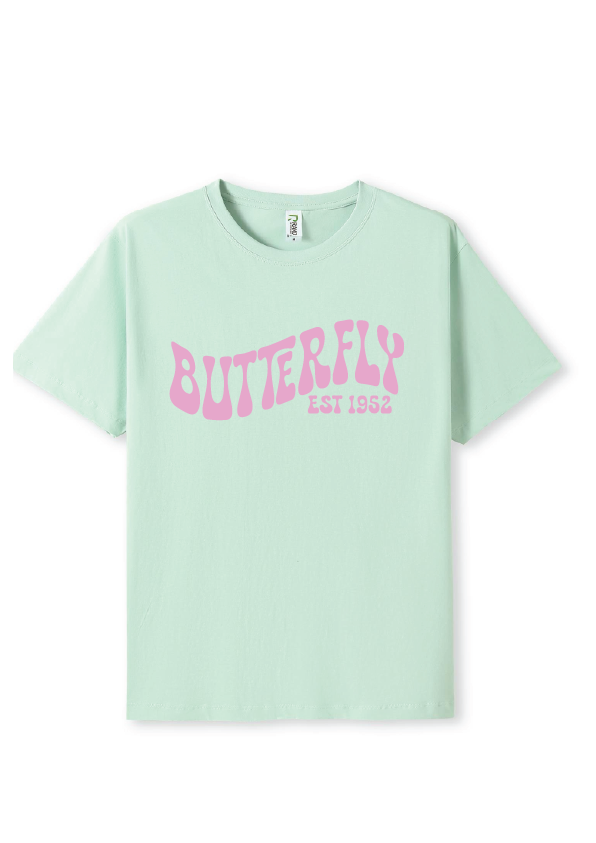 NEW PUFF PRINT STROKE TEES - MINT/PINK