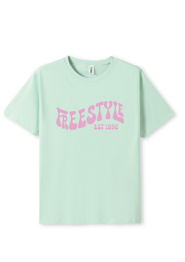 NEW PUFF PRINT STROKE TEES - MINT/PINK