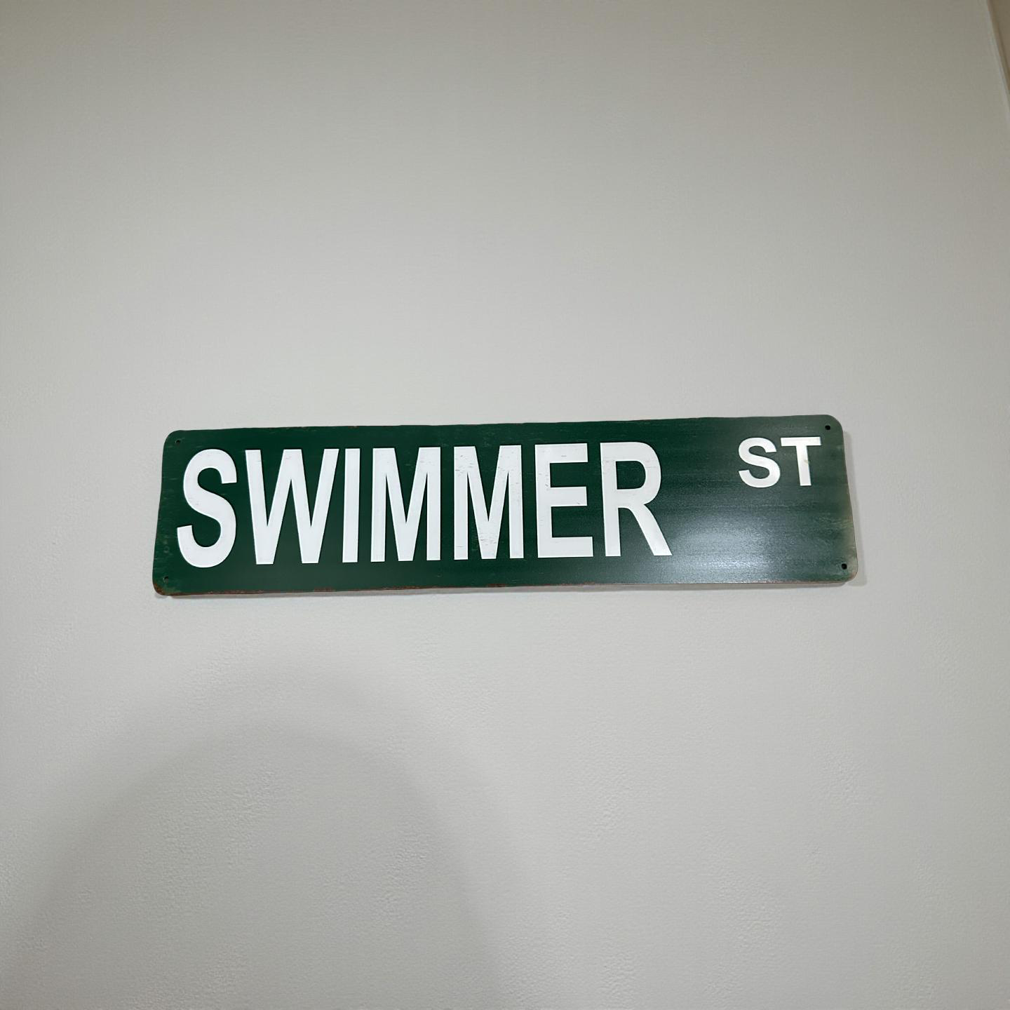 STREET SIGN - SWIMMER ST - GREEN/WHITE