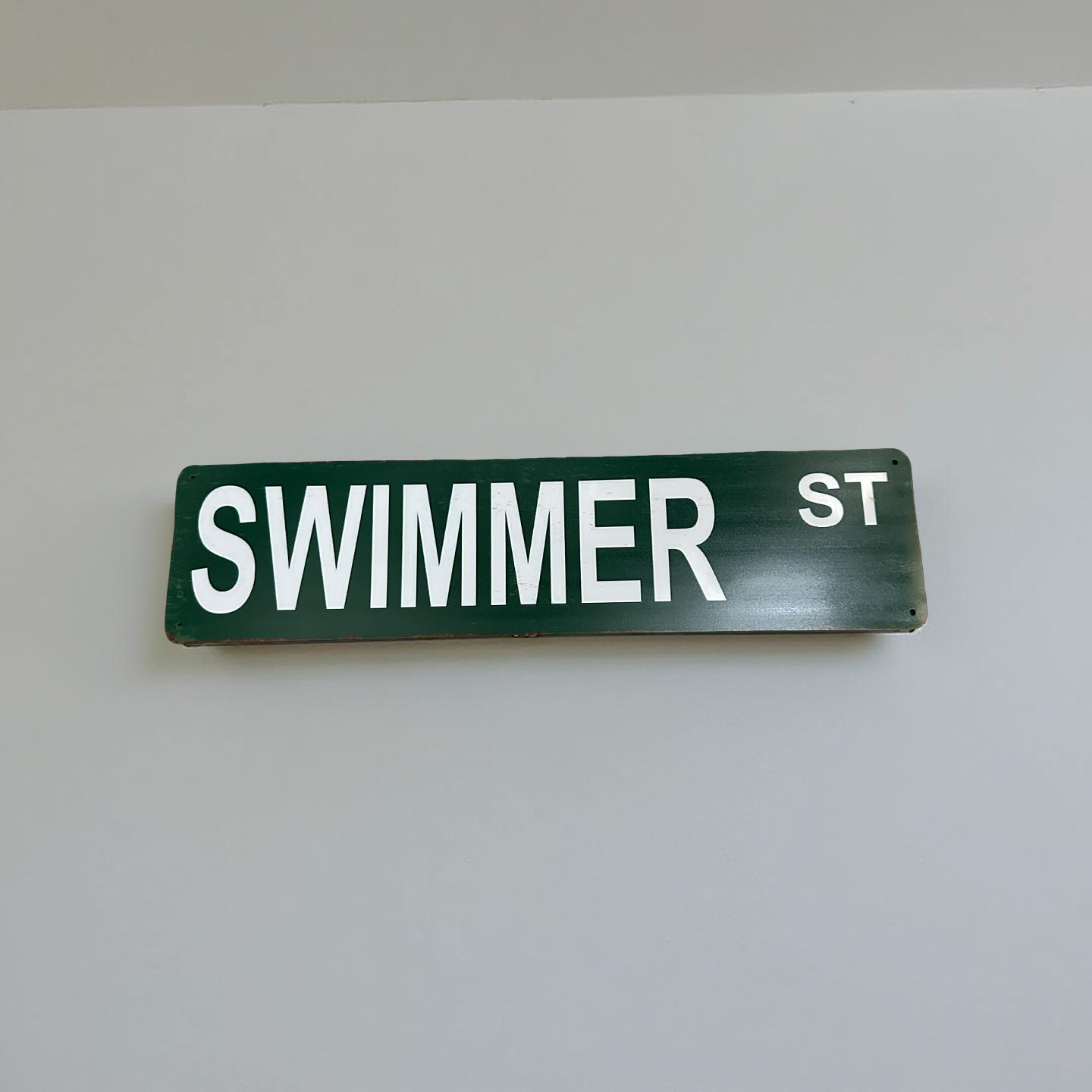STREET SIGN - SWIMMER ST - GREEN/WHITE
