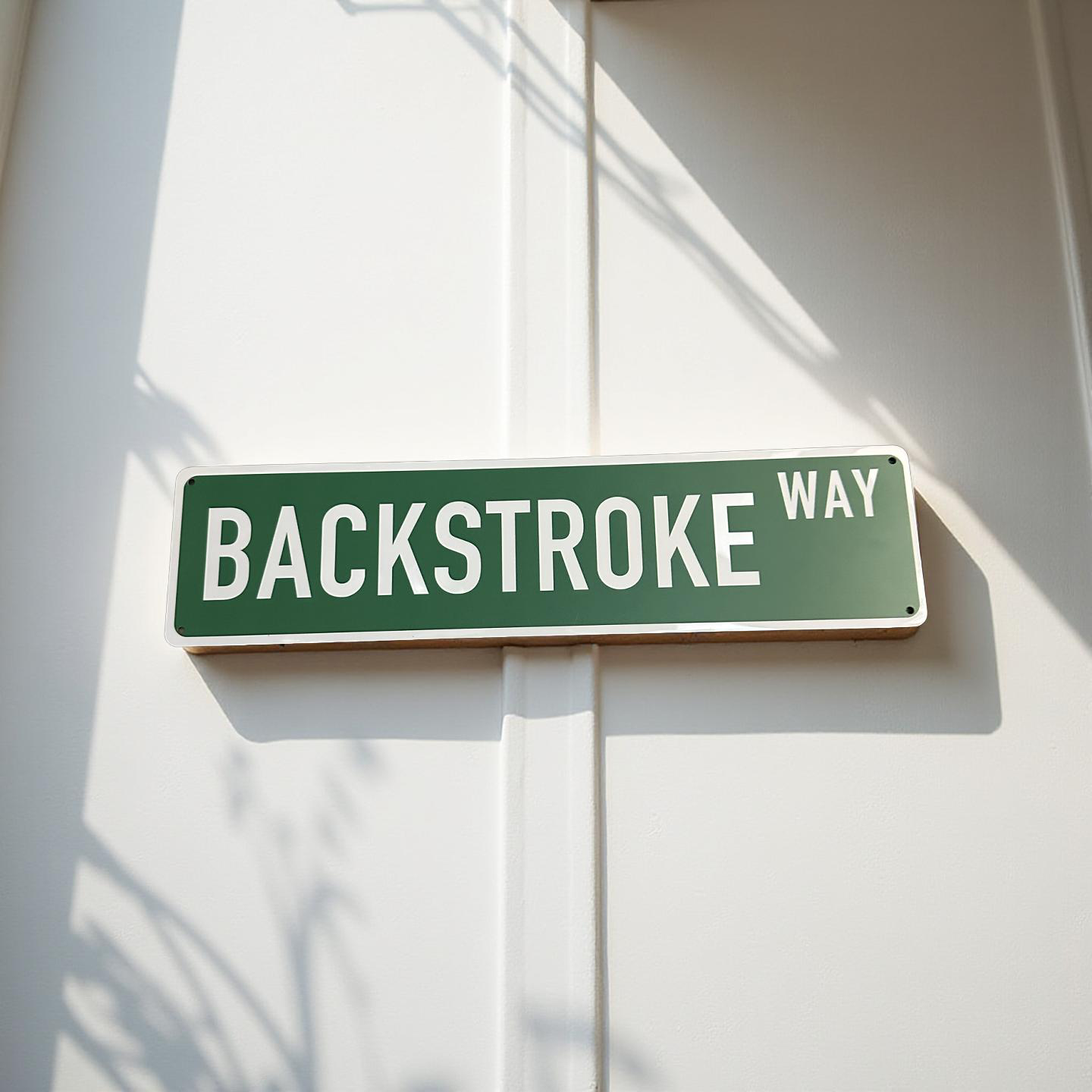 STREET SIGN - BACKSTROKE WAY - GREEN/WHITE