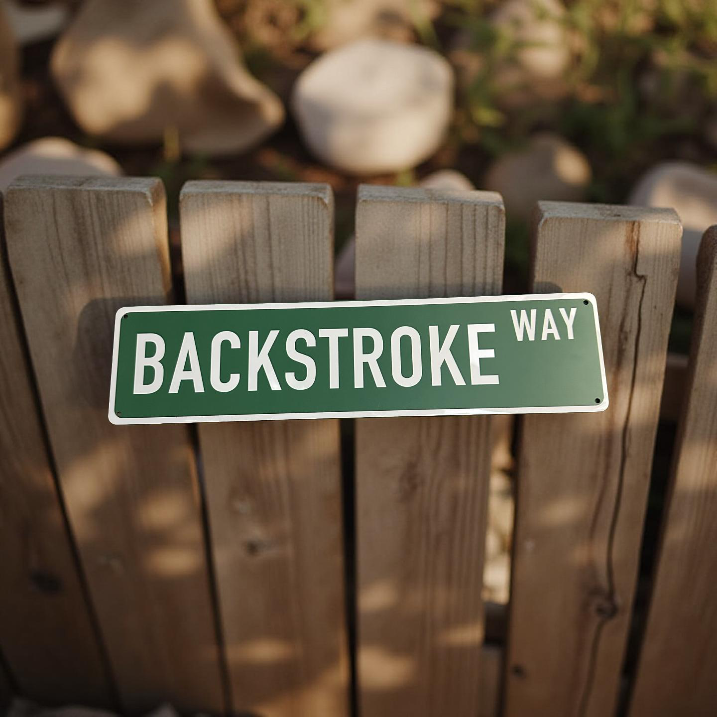 STREET SIGN - BACKSTROKE WAY - GREEN/WHITE