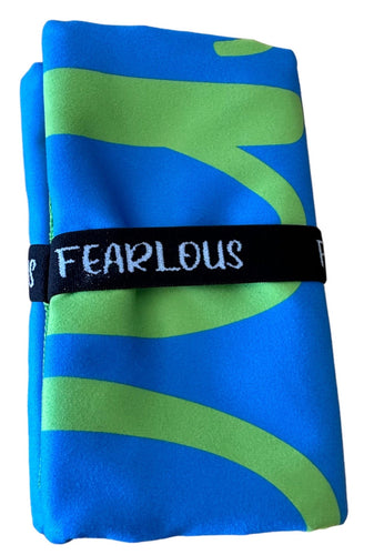 FEARLOUS Micro Fibre Towel - Aqua Blue/Lime Green