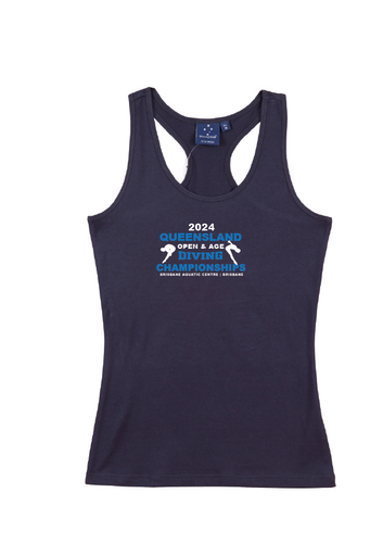 2024 Queensland Age & Open Diving Championships T-back tank Unisex/Mens - Navy