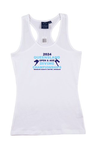 2024 Queensland Age & Open Diving Championships T-back tank Unisex/Mens - White