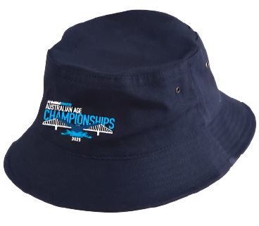 2025 AUSTRALIAN AGE CHAMPIONSHIPS BUCKET HAT NAVY/WHITE – swimmerch