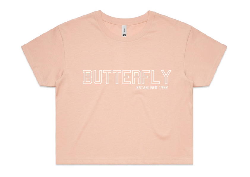 Sleepwear Crop Tee - "Butterfly " Est 1952