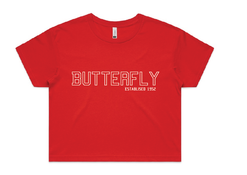 Sleepwear Crop Tee - "Butterfly " Est 1952