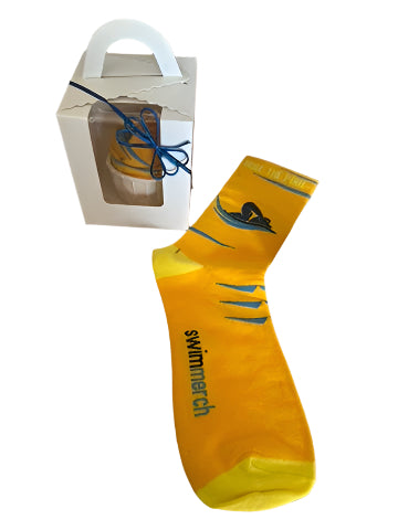 Gifted Boxed Socks - Rule the pool - Orange/yellow