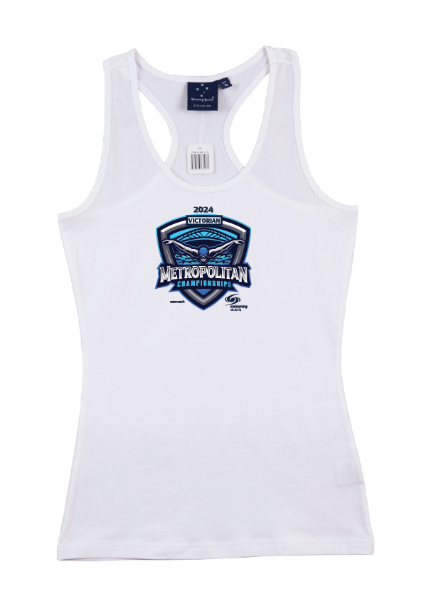 2024 Victorian Metropolitan Long Course Championships tank womens/teens - White