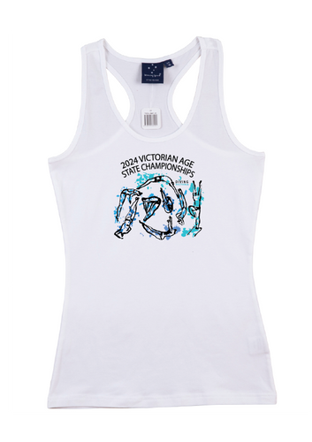 2024 Victorian Age Diving Championships T-back tank kids/womens - White