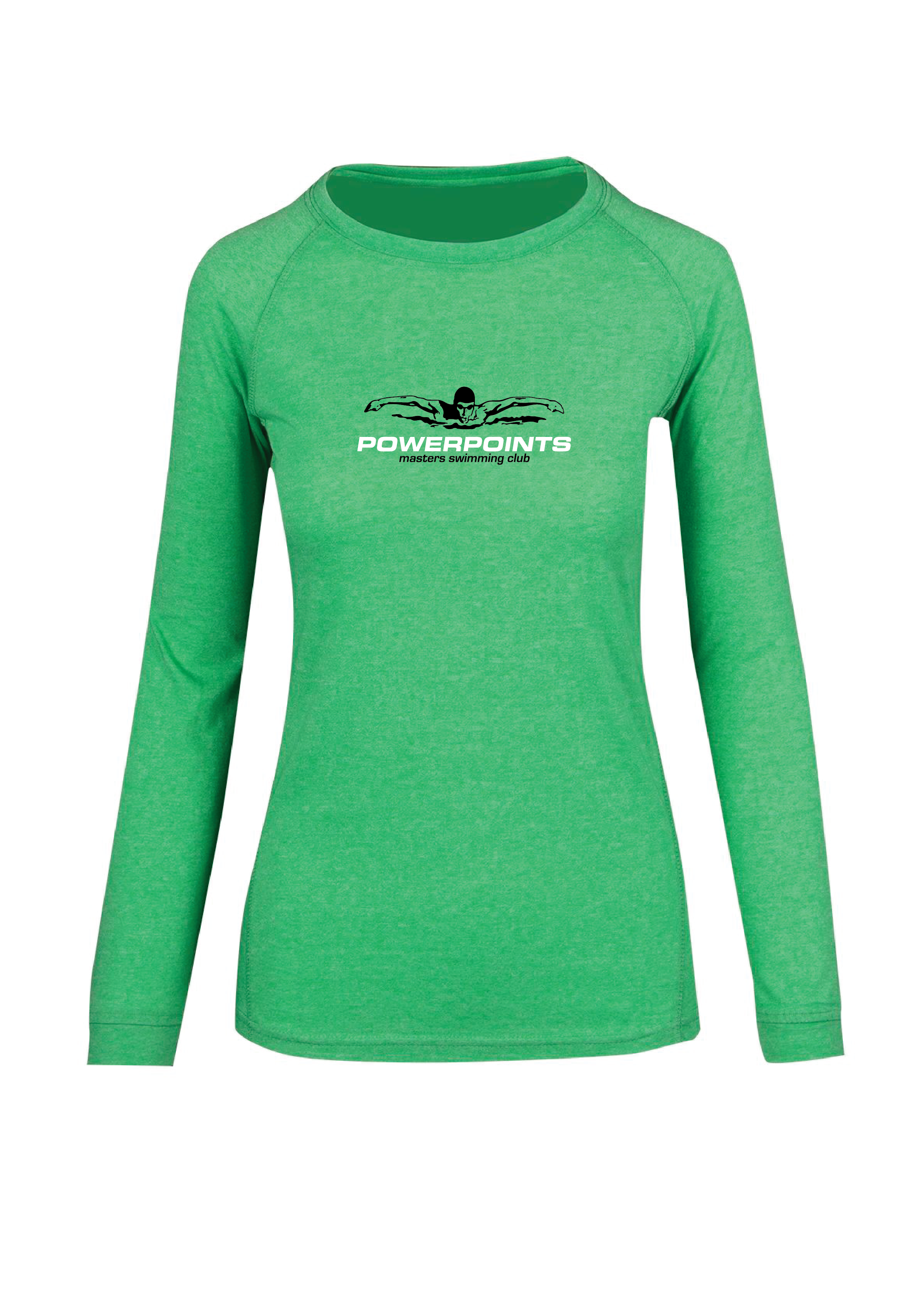 Powerpoints Long Sleeve Tee - Green Marle - Women's