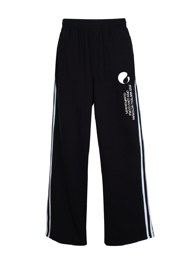 2025 Victorian OPEN LC Championships Side Stripe Fleece Trackpant BLACK/WHITE