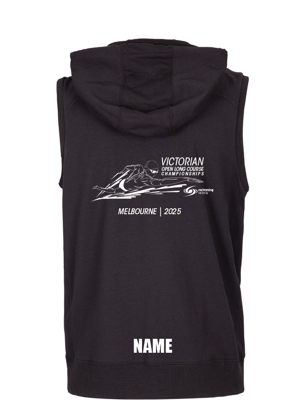 NEW ITEM 2025 VICTORIAN OPEN LC CHAMPIONSHIP SLEEVELESS ZIP THRU HOODIE- BLACK