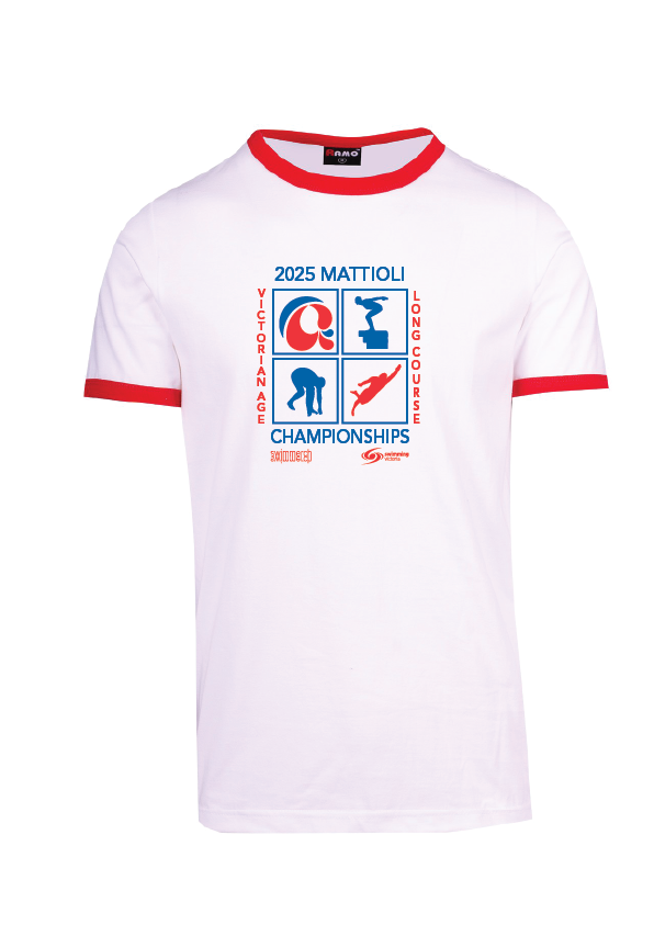 2025 VICTORIAN AGE LONG COURSE CHAMPIONSHIP RINGER TEE  - WHITE - AVAILABLE ONLINE ORDER ONLY