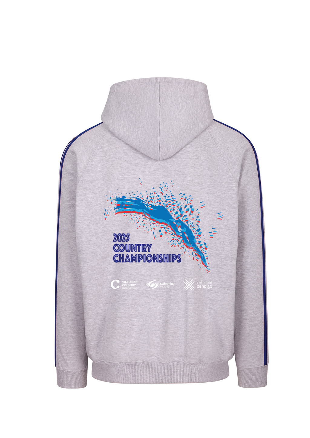 2025 VICTORIAN COUNTRY CHAMPIONSHIPS ZIP THRU HOODIE - GREY MARLE/ROYAL BLUE Unisex