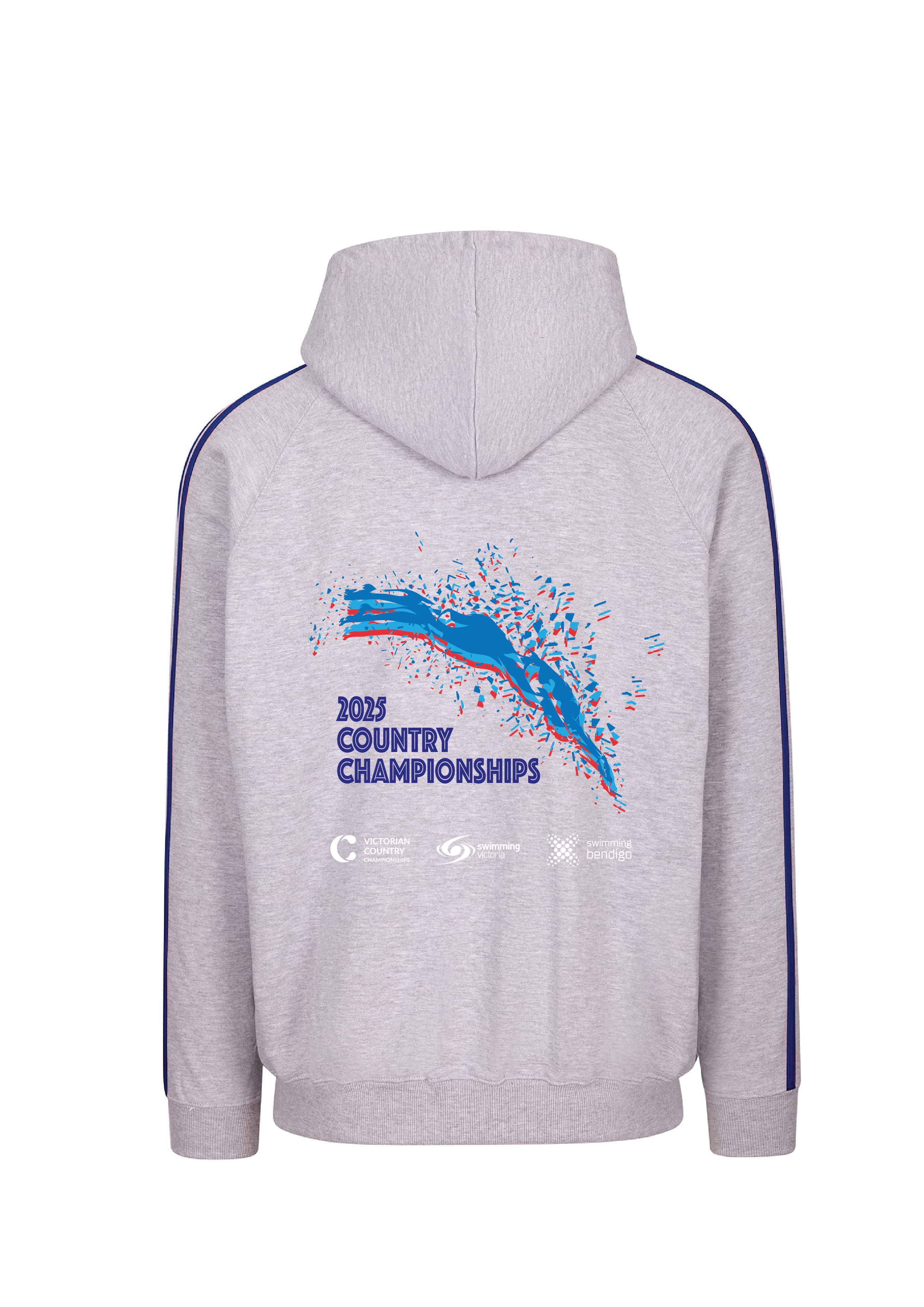 2025 VICTORIAN COUNTRY CHAMPIONSHIPS ZIP THRU HOODIE - GREY MARLE/ROYAL BLUE Unisex