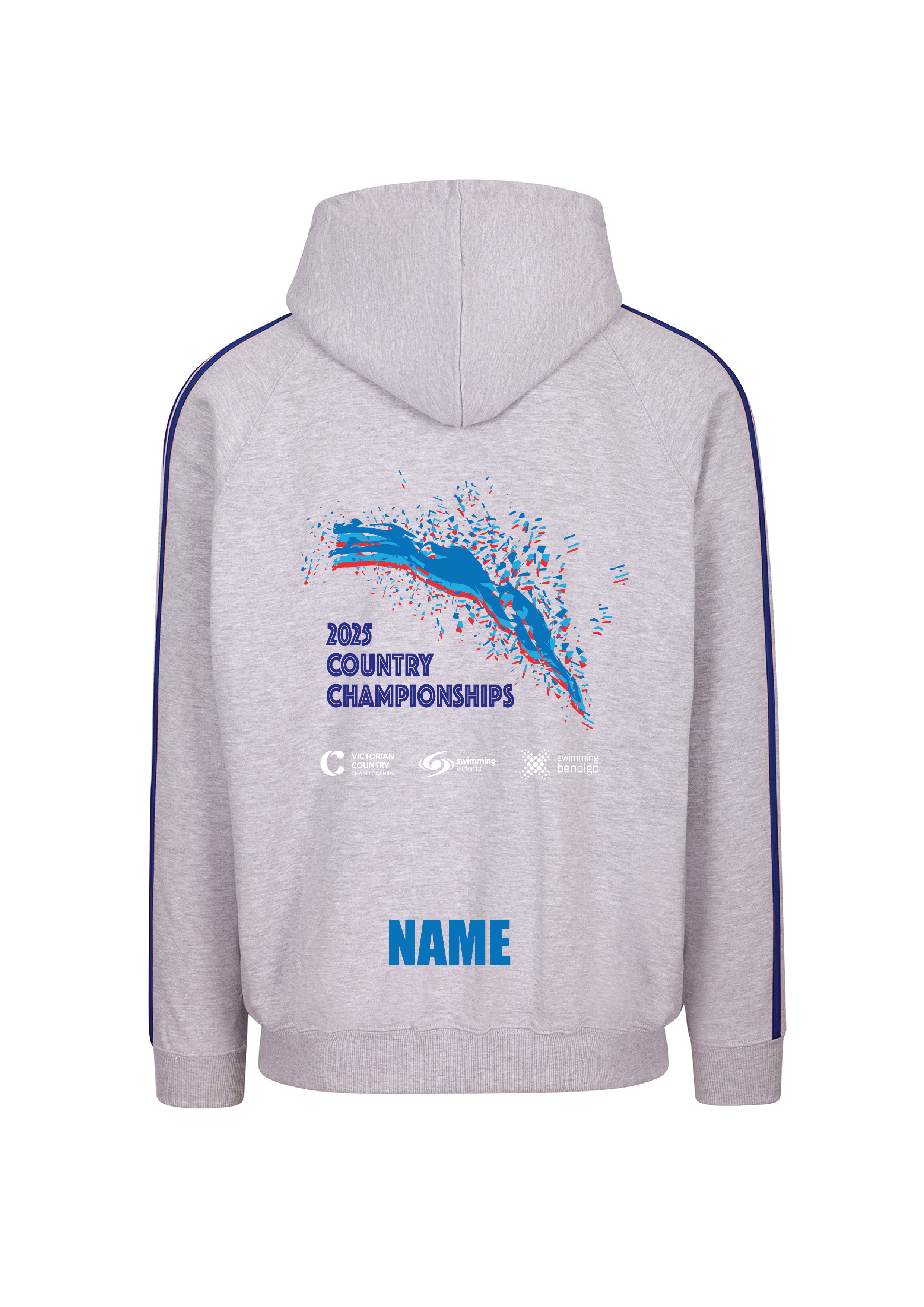 2025 VICTORIAN COUNTRY CHAMPIONSHIPS ZIP THRU HOODIE - GREY MARLE/ROYAL BLUE Unisex