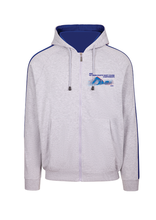 2025 VICTORIAN COUNTRY CHAMPIONSHIPS ZIP THRU HOODIE - GREY MARLE/ROYAL BLUE Unisex
