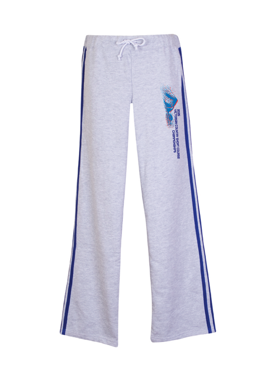 2025 VICTORIAN COUNTRY CHAMPIONSHIPS SIDE STRIPE TRACKPANT - GREY MARLE/ROYAL BLUE WOMENS