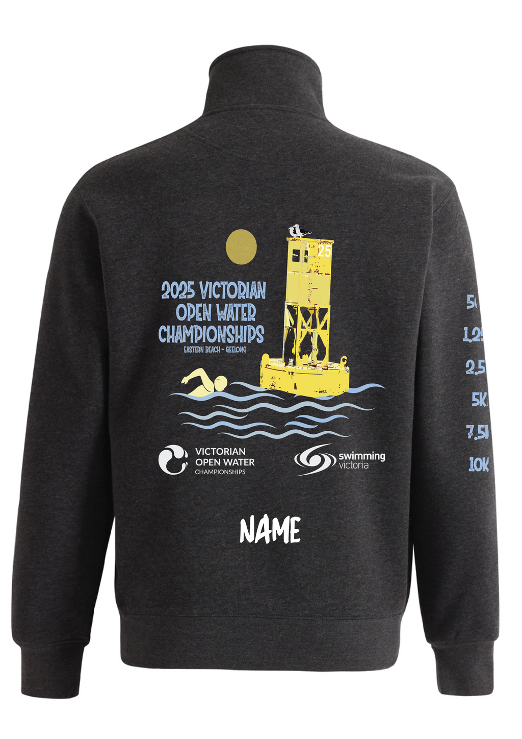 2025 VICTORIAN OPEN WATER CHAMPIONSHIPS 1/4 ZIP SWEAT TOP - CHARCOAL