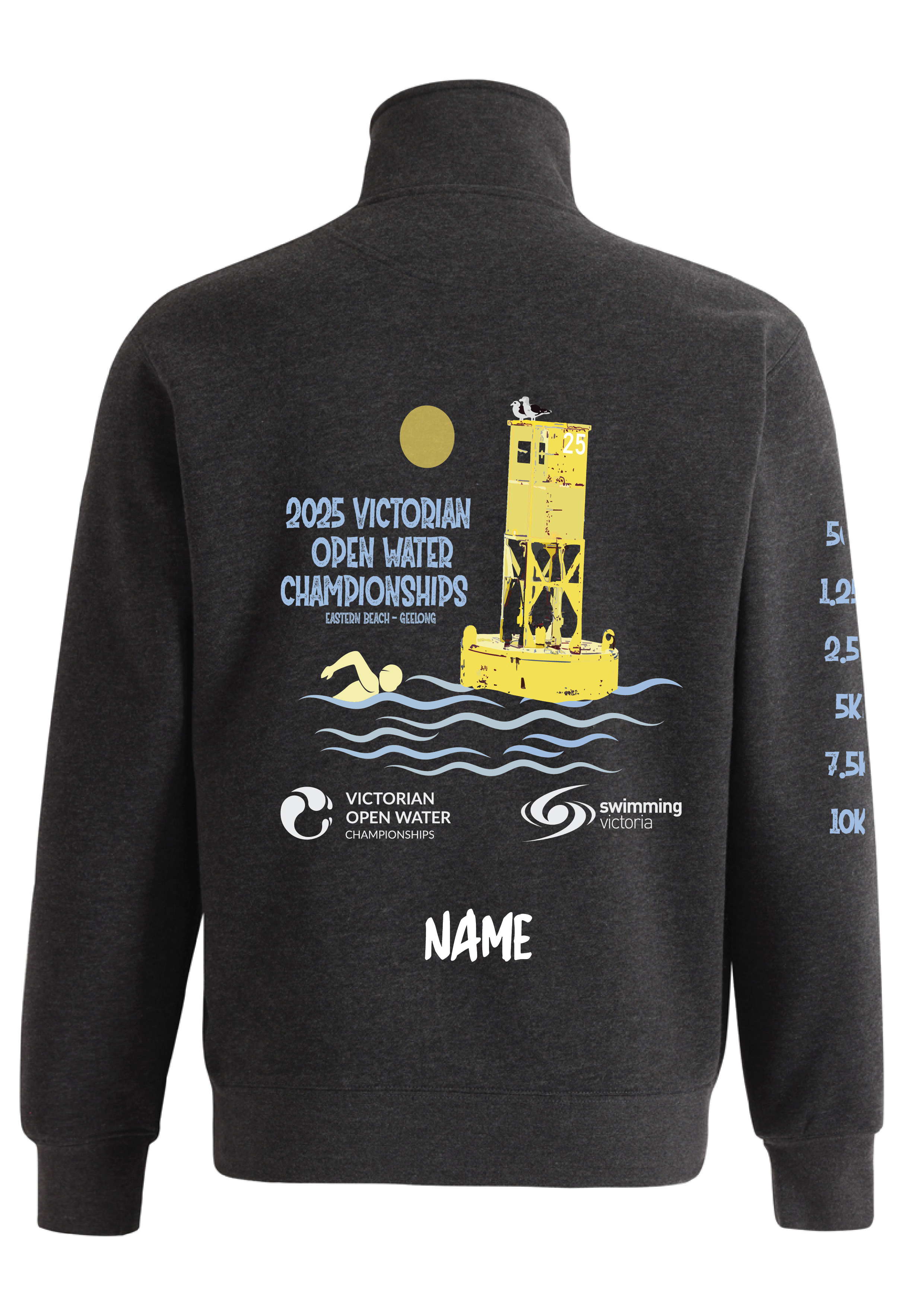 2025 VICTORIAN OPEN WATER CHAMPIONSHIPS 1/4 ZIP SWEAT TOP - CHARCOAL