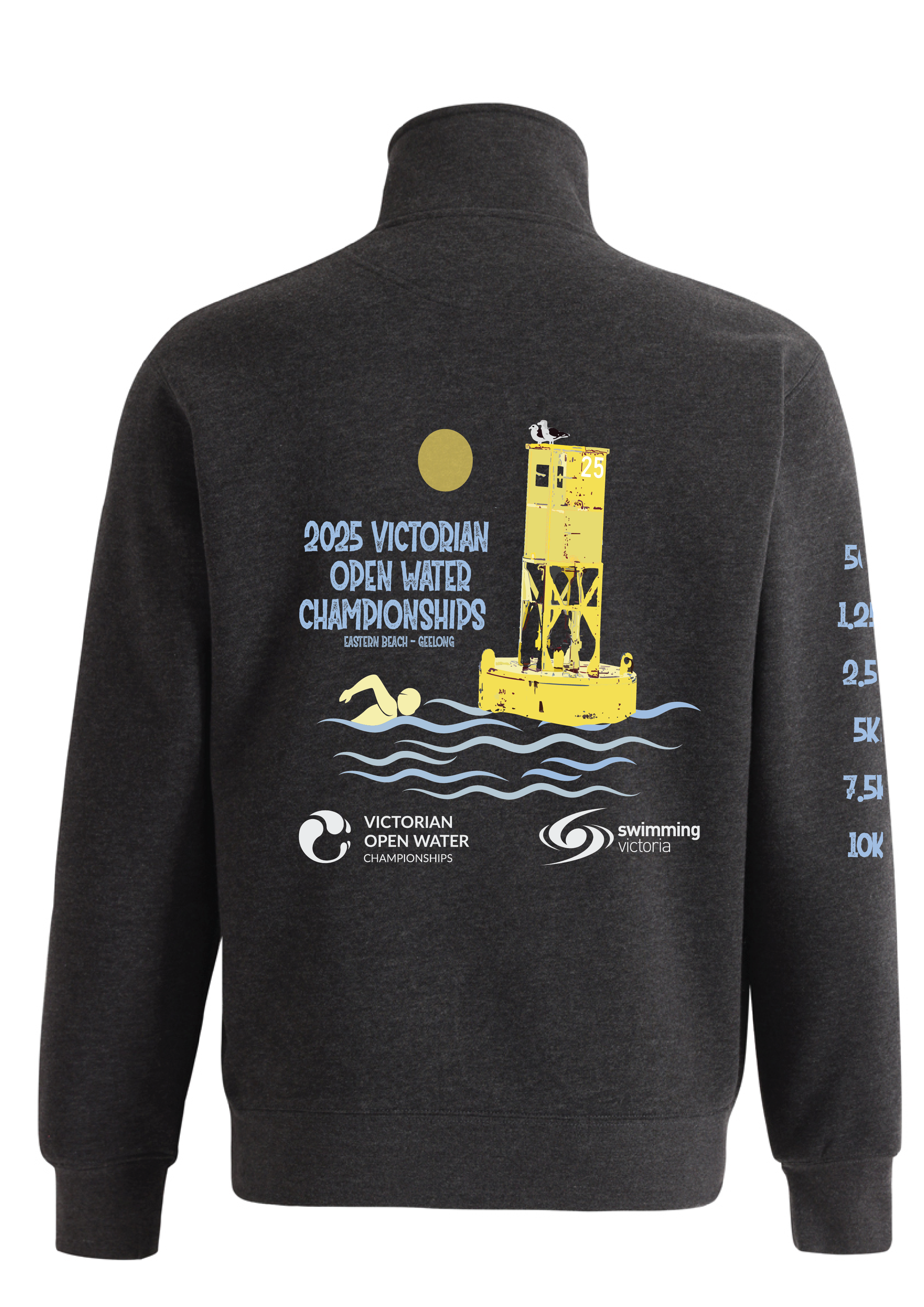 2025 VICTORIAN OPEN WATER CHAMPIONSHIPS 1/4 ZIP SWEAT TOP - CHARCOAL