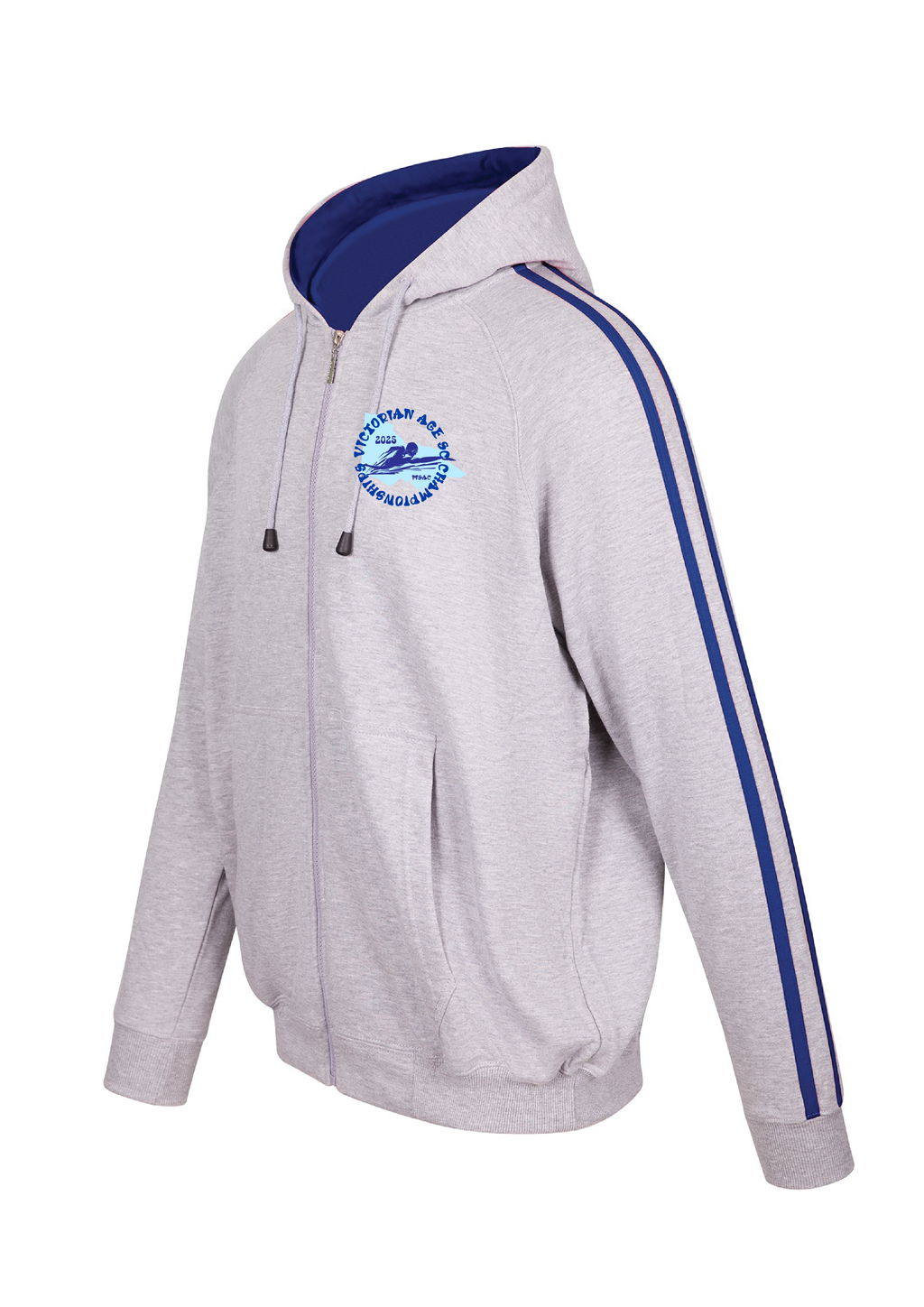 2025 VICTORIAN AGE SC CHAMPIONSHIPS ZIP THRU HOODIE - GREY MARLE/ROYAL BLUE Unisex