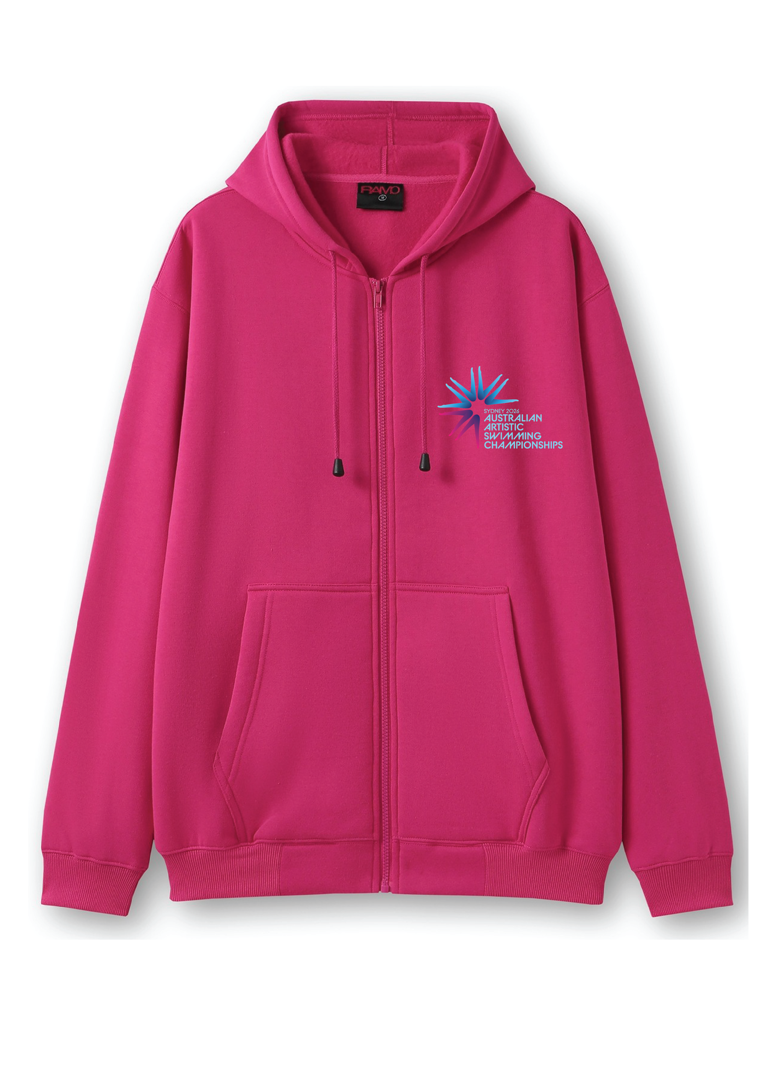 2026 Australian Artistic Swimming Championships Zip Thru Hoodie - Fuschia