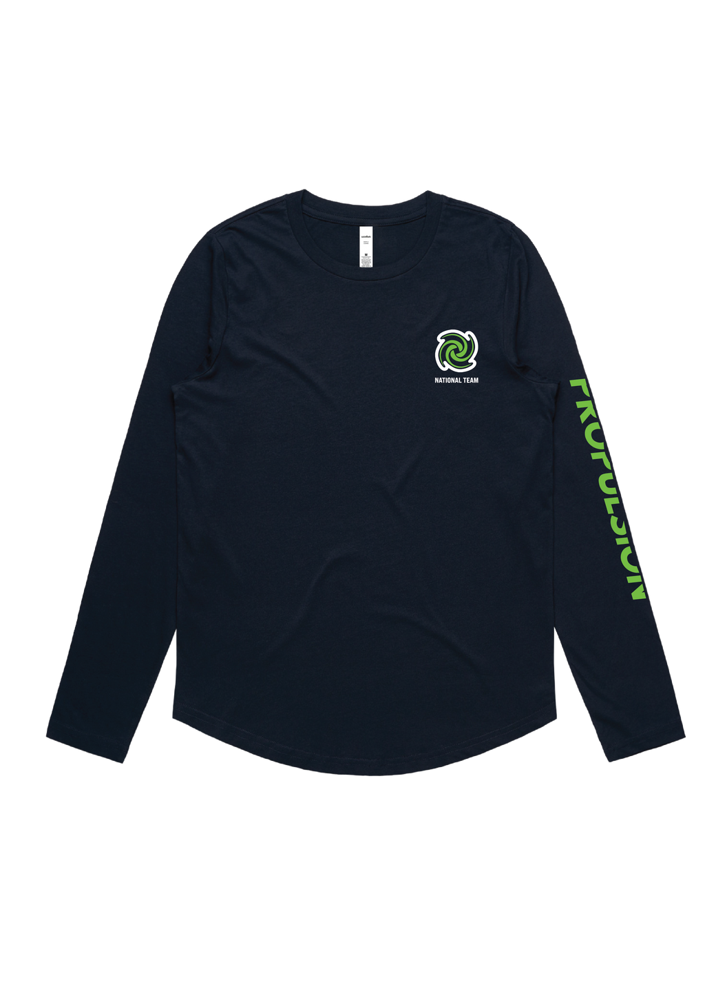 PROPULSION  LONG SLEEVE TEE NAVY SWIM CLUB , STATE TEAM , NATIONAL TEAM - WOMENS