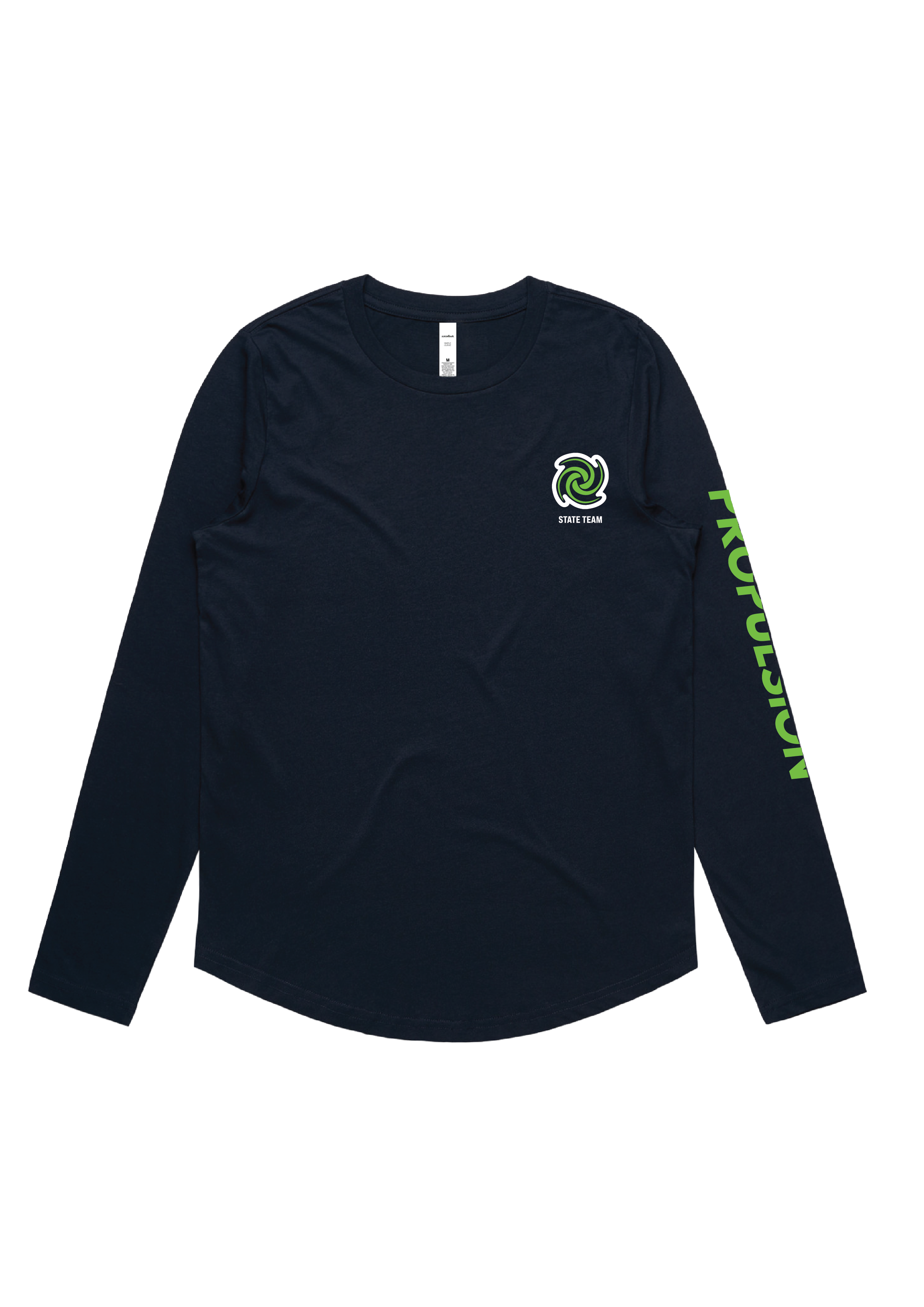 PROPULSION  LONG SLEEVE TEE NAVY SWIM CLUB , STATE TEAM , NATIONAL TEAM - WOMENS