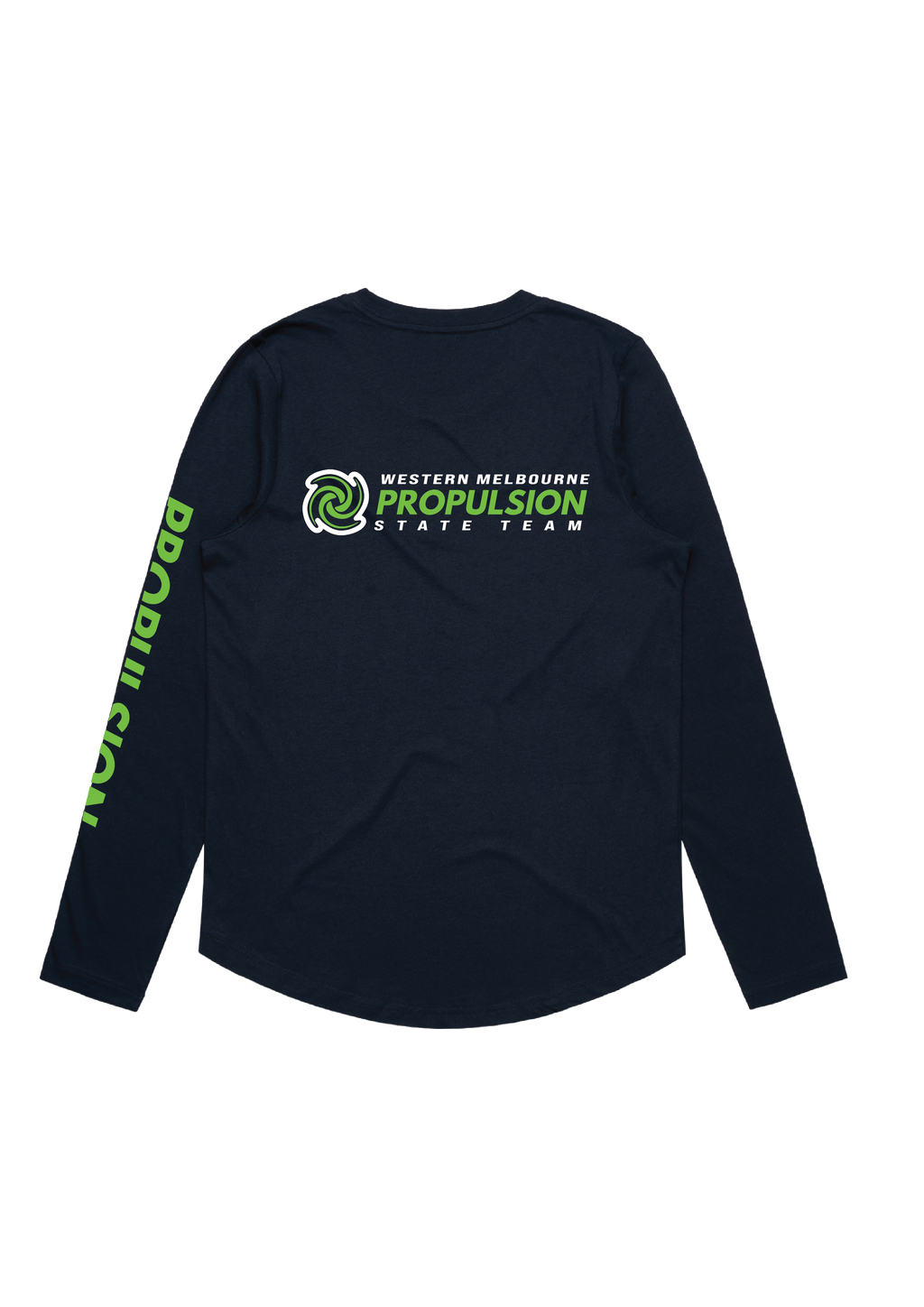 PROPULSION  LONG SLEEVE TEE NAVY SWIM CLUB , STATE TEAM , NATIONAL TEAM - WOMENS