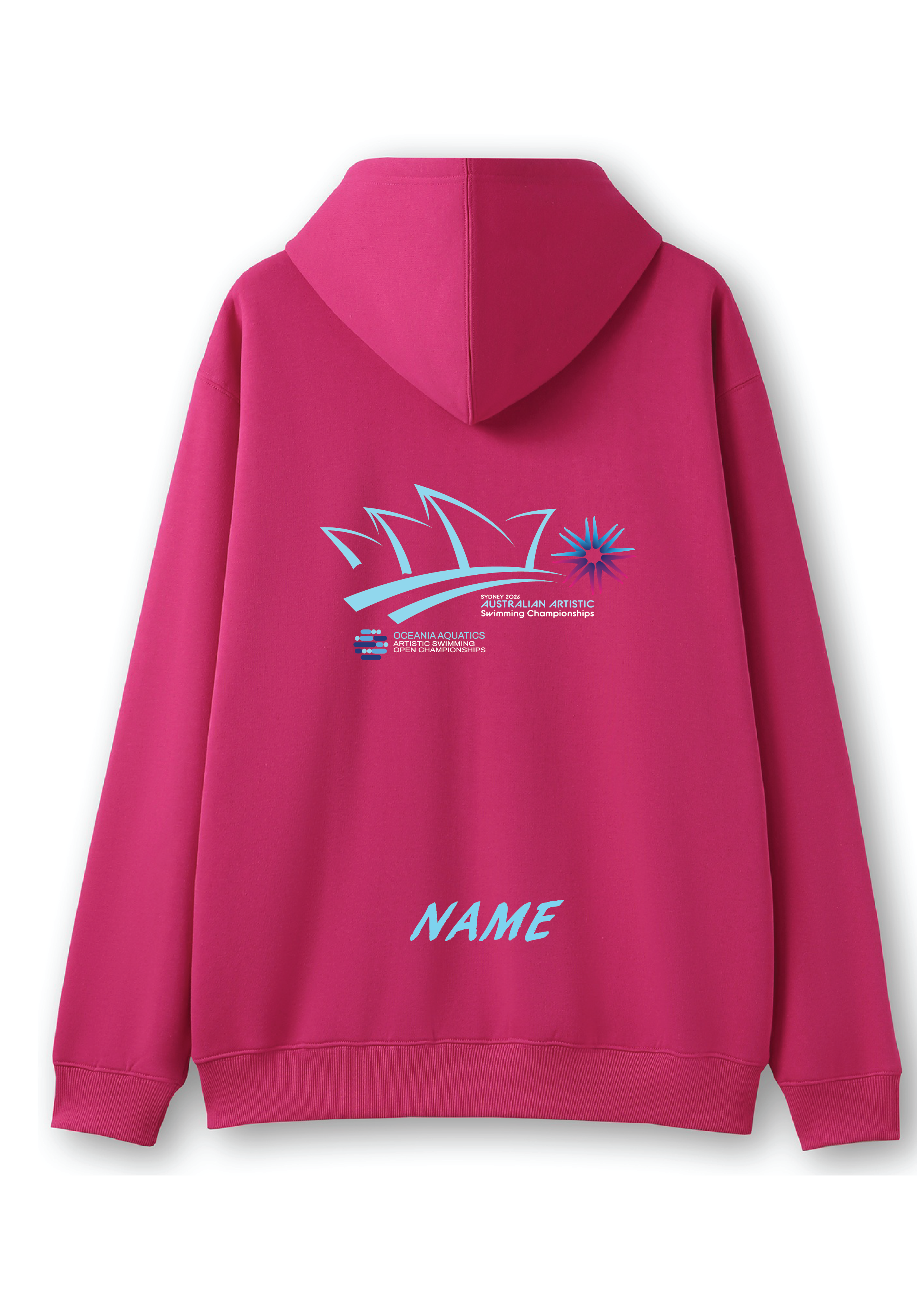 2026 Oceania Open & Australian Artistic Swimming Championships Zip Thru Hoodie - Fuchsia