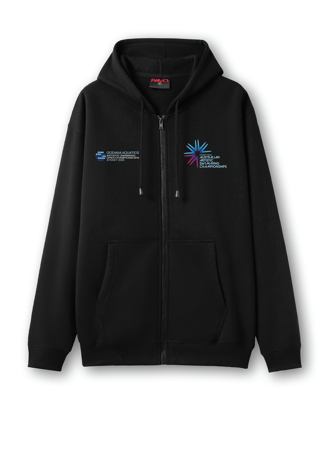 2026 Oceania Open & Australian Artistic Swimming Championships Zip Thru Hoodie - Black