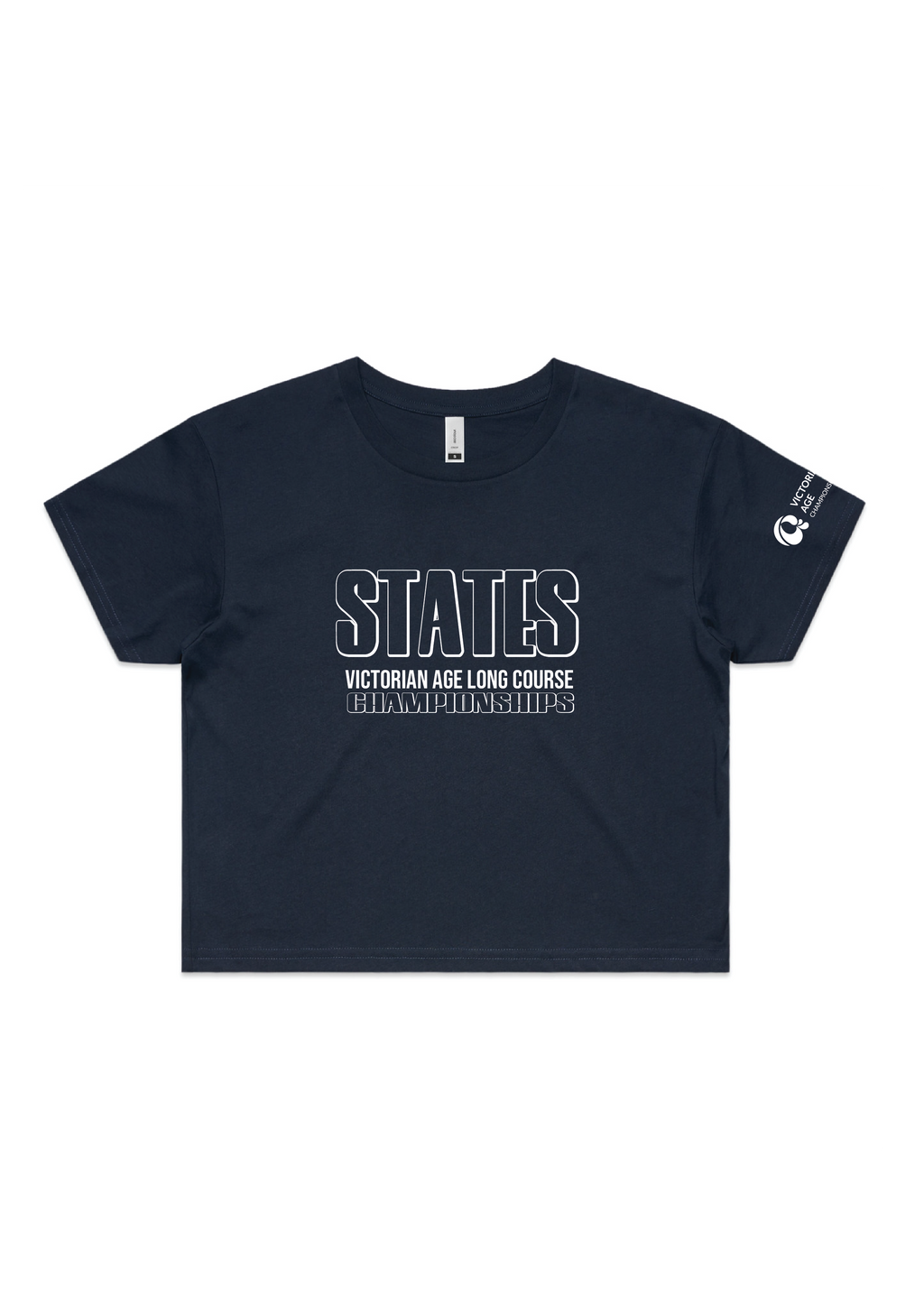 2026 VICTORIAN AGE LONG COURSE CHAMPIONSHIPS CROP SHORT SLEEVE TEE - NAVY