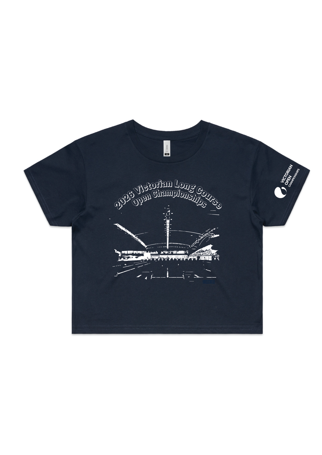2026 VICTORIAN OPEN LONG COURSE CHAMPIONSHIPS CROP SHORT SLEEVE TEE - NAVY