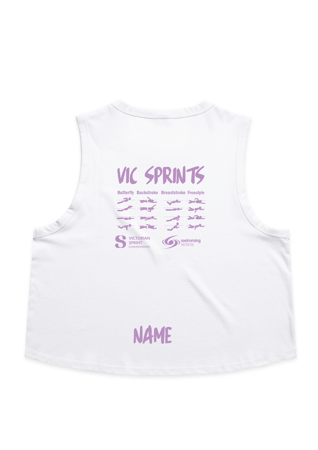 2026 VICTORIAN SPRINT CHAMPIONSHIPS CROP SLEEVELESS TEE - WHITE
