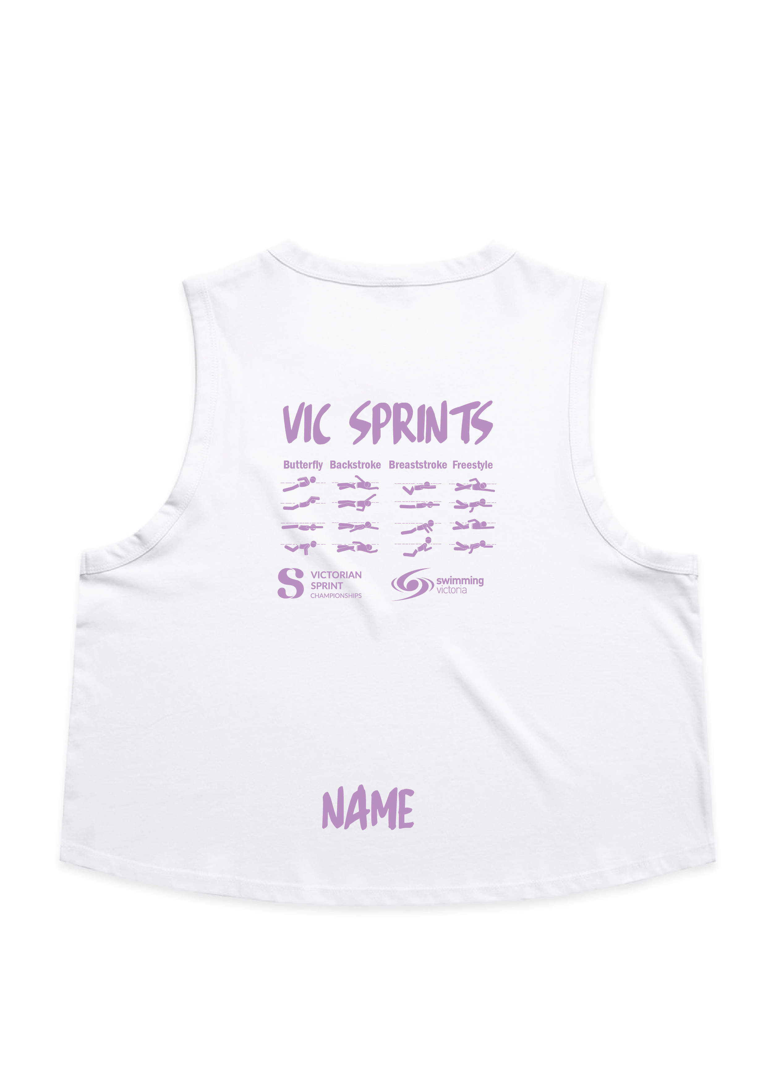 2026 VICTORIAN SPRINT CHAMPIONSHIPS CROP SLEEVELESS TEE - WHITE