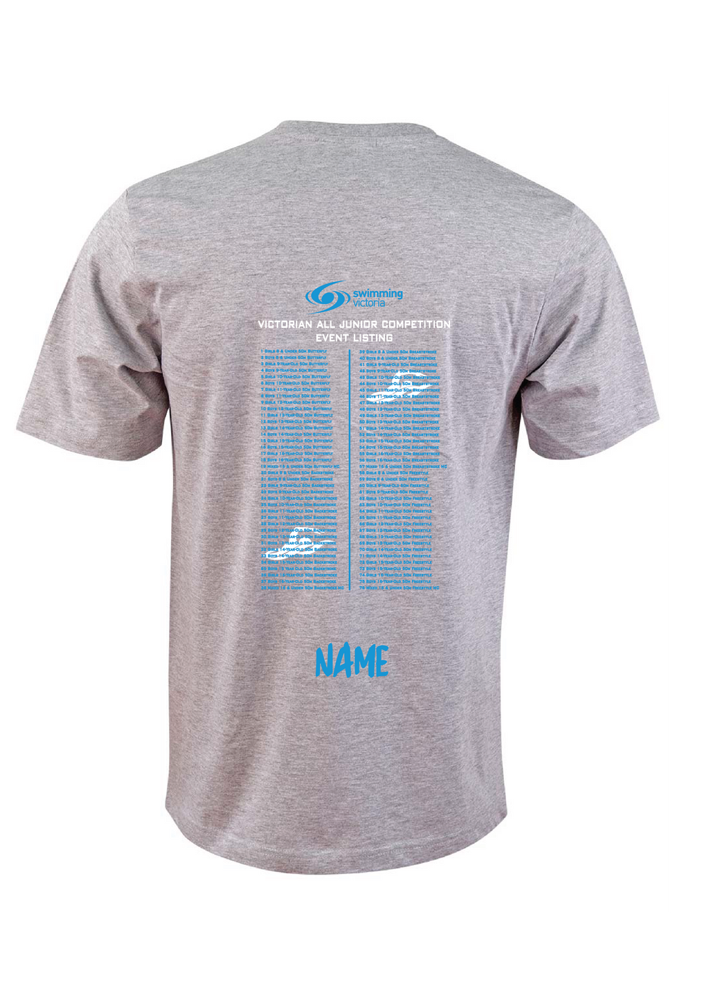 2026 VICTORIAN ALL JUNIOR COMPETITION SHORT SLEEVE TEE - GREY MARLE