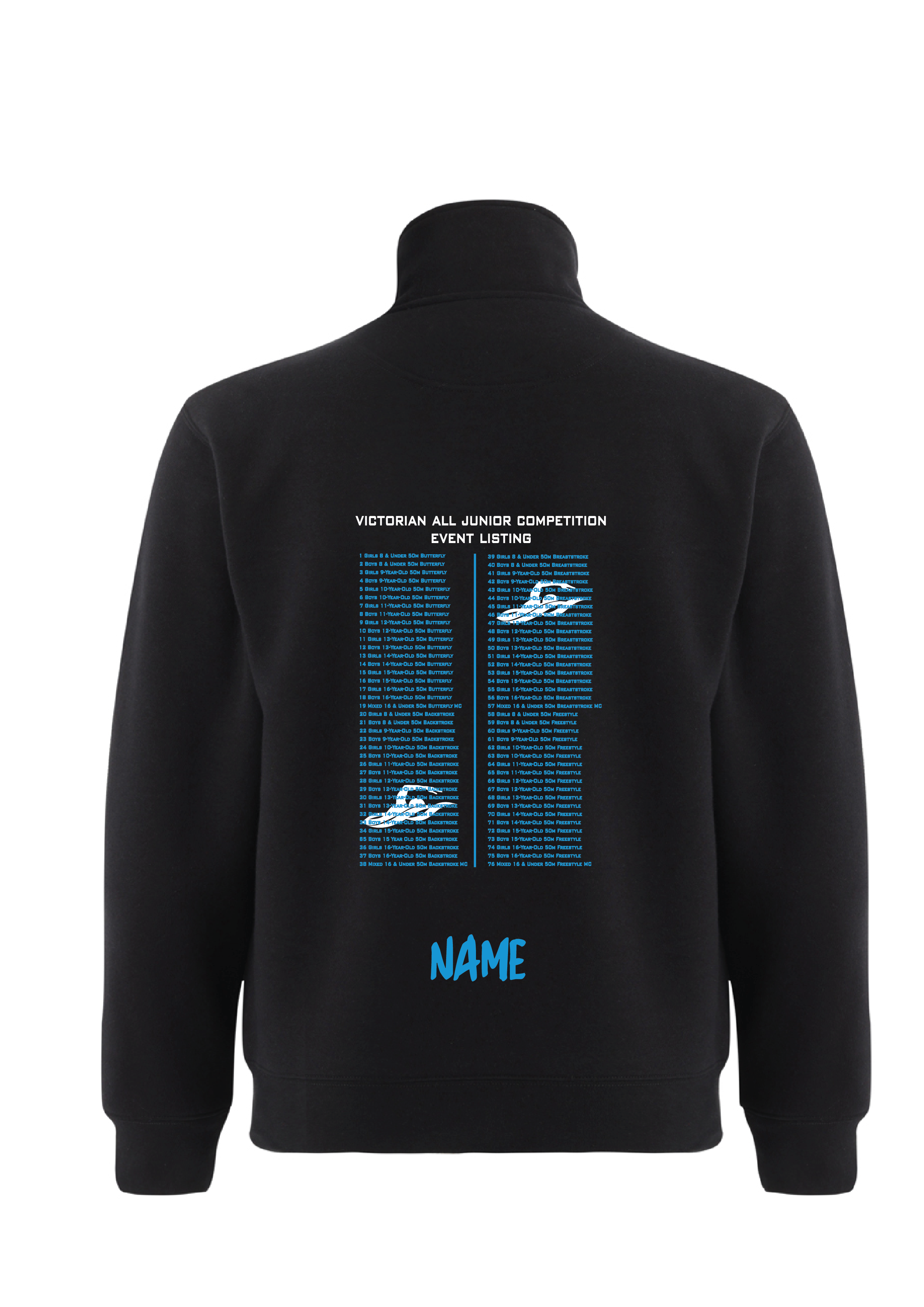 2026 VICTORIAN ALL JUNIOR COMPETITION 1/4 ZIP SWEAT TOP - BLACK