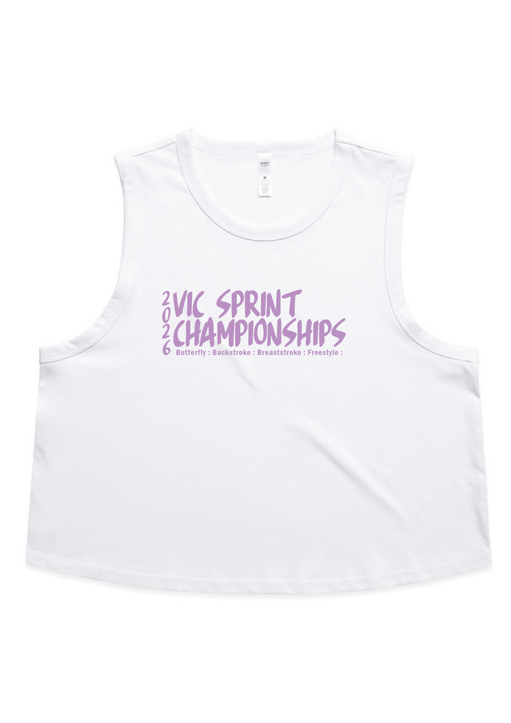 2026 VICTORIAN SPRINT CHAMPIONSHIPS CROP SLEEVELESS TEE - WHITE