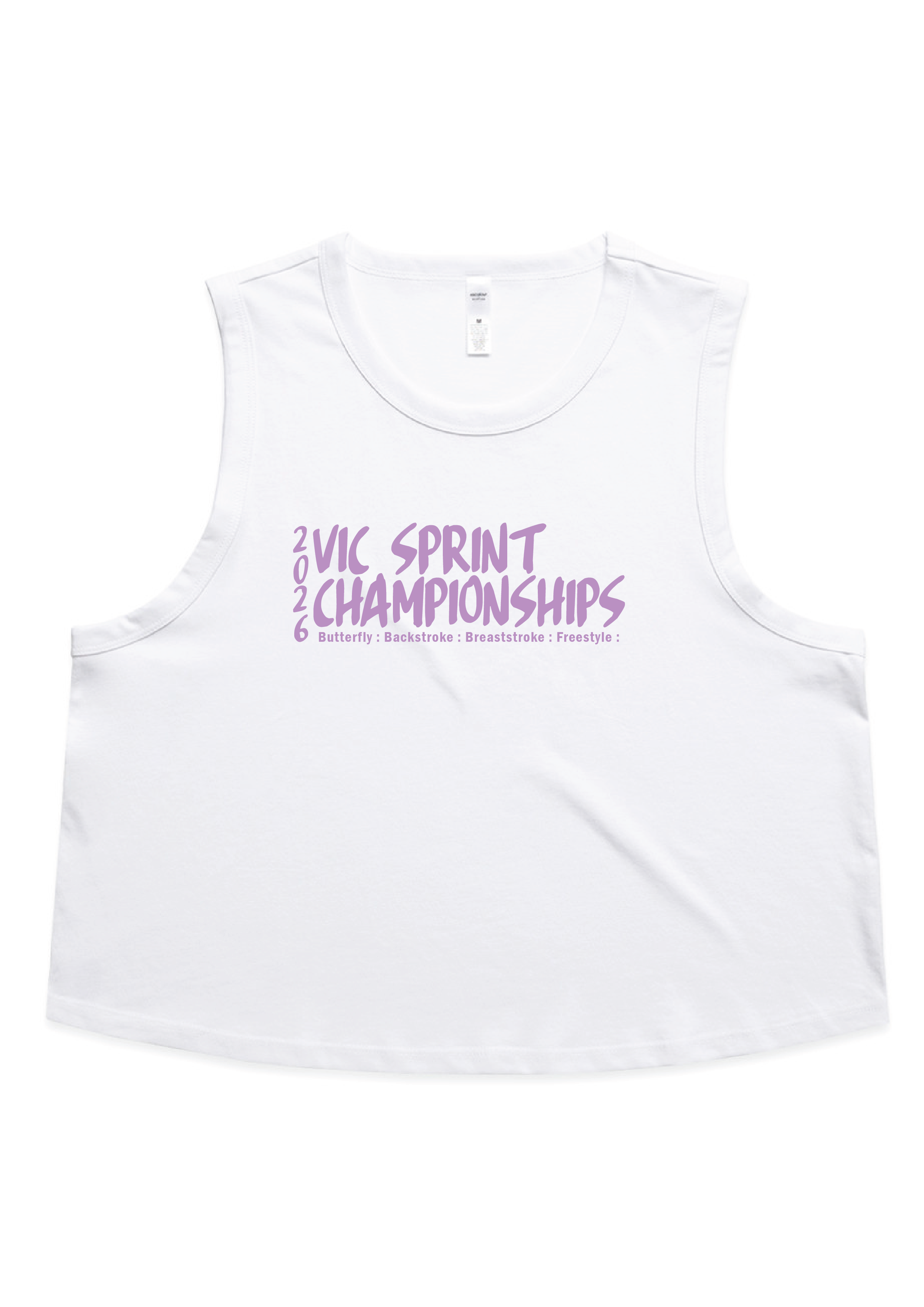2026 VICTORIAN SPRINT CHAMPIONSHIPS CROP SLEEVELESS TEE - WHITE