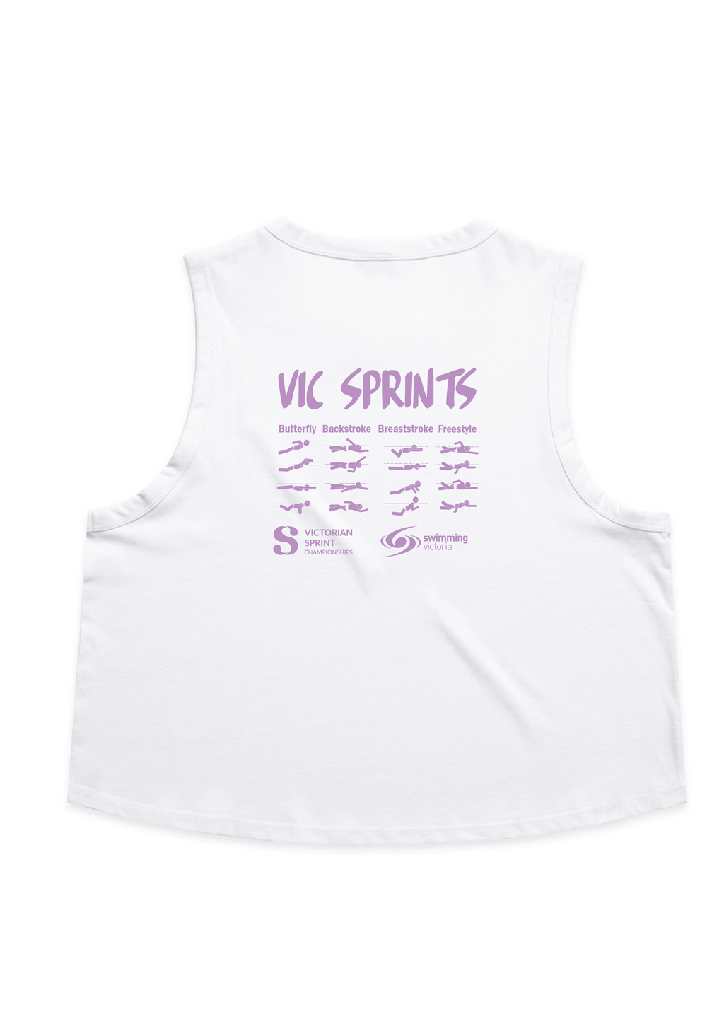 2026 VICTORIAN SPRINT CHAMPIONSHIPS CROP SLEEVELESS TEE - WHITE