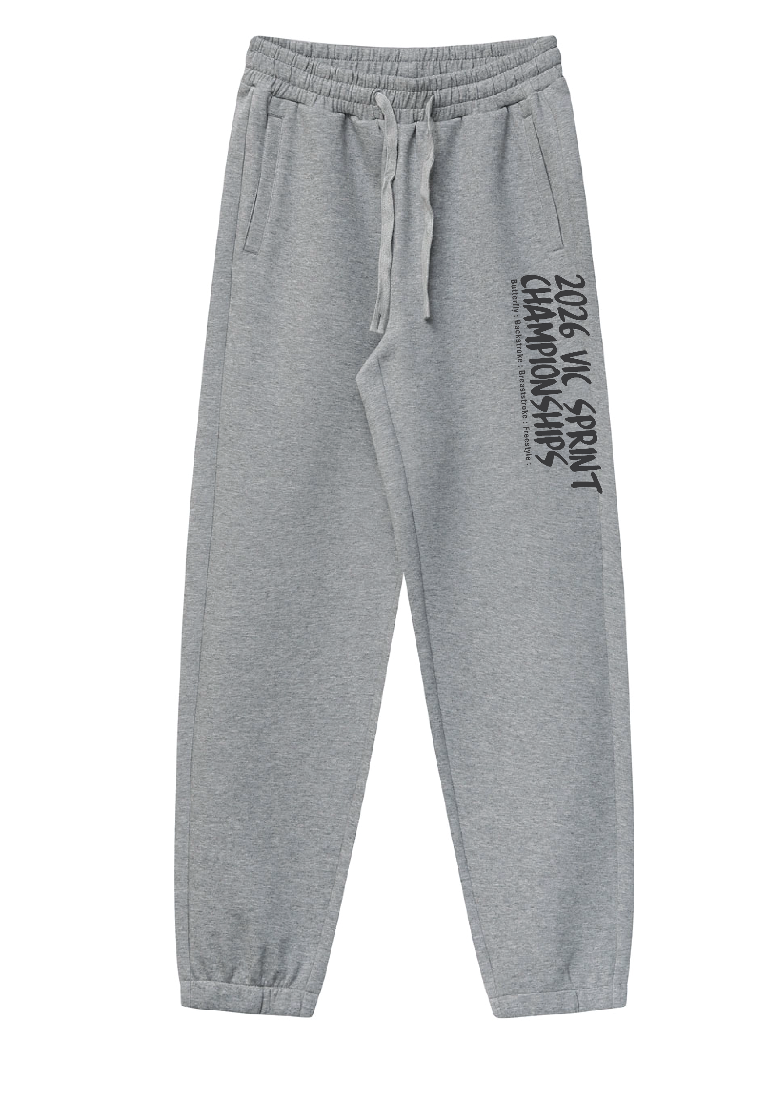 2026 VICTORIAN SPRINT CHAMPIONSHIPS TRACKPANT - GREY MARLE WITH CHARCOAL PRINT
