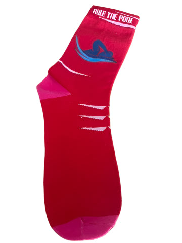 Gifted Boxed Socks - Rule the pool Red/Pink
