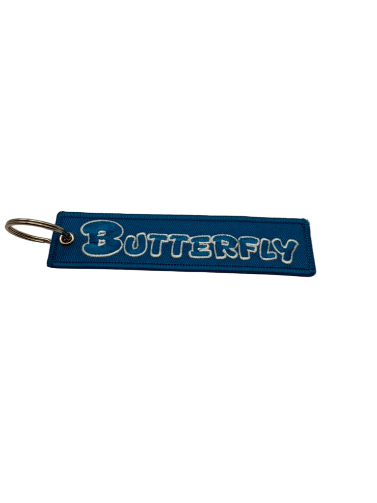 Keychain embroidered - Butterfly Est 1952 - Blue