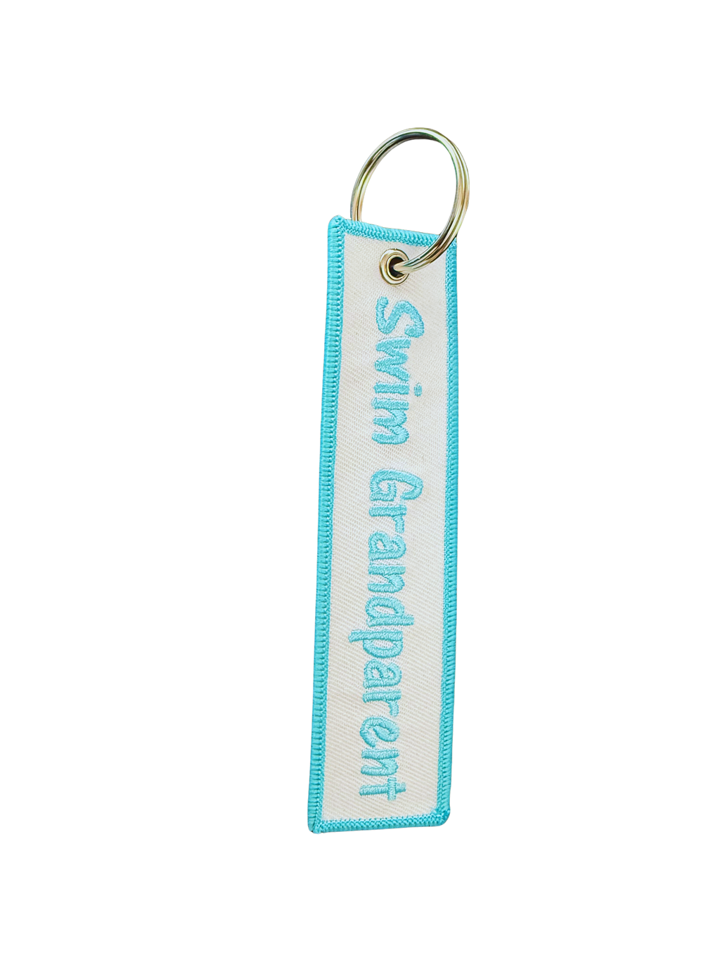 Keychain embroidered - Swim Grandparent - Aqua Blue